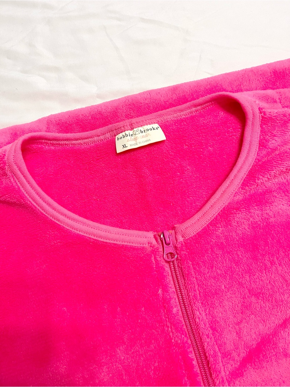 Barbiecore Robe Bobbie Brooks Sleepwear Zip-Up Pajama Coverup Women’s M/L - Picture 2 of 3